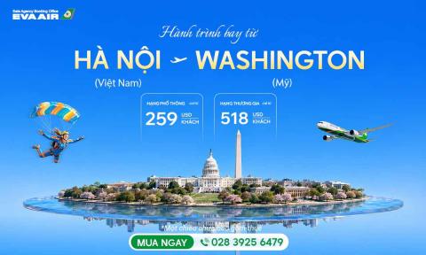 Hành trình bay từ Hà Nội đi Washington