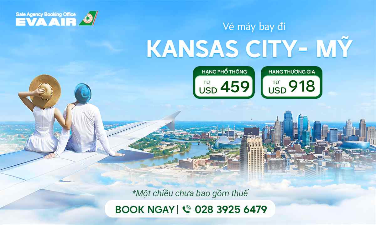vé máy bay EVA Air đi Kansas City