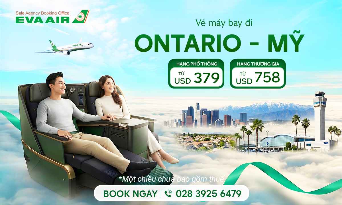 vé máy bay EVA Air đi Ontario