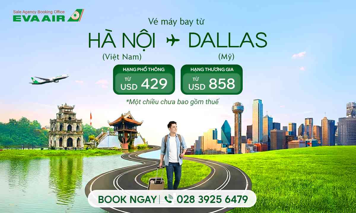 vé máy bay từ Hà Nội đi Dallas