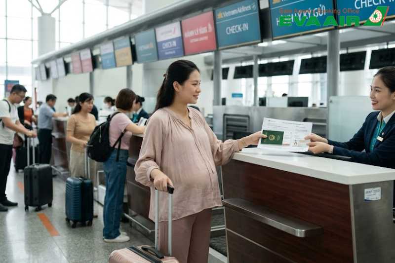 Checklist hồ sơ phụ nữ mang thai đi máy bay EVA Air 