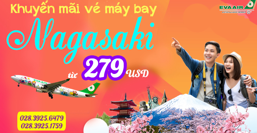 vé máy bay EVA Air đi Nagasaki 