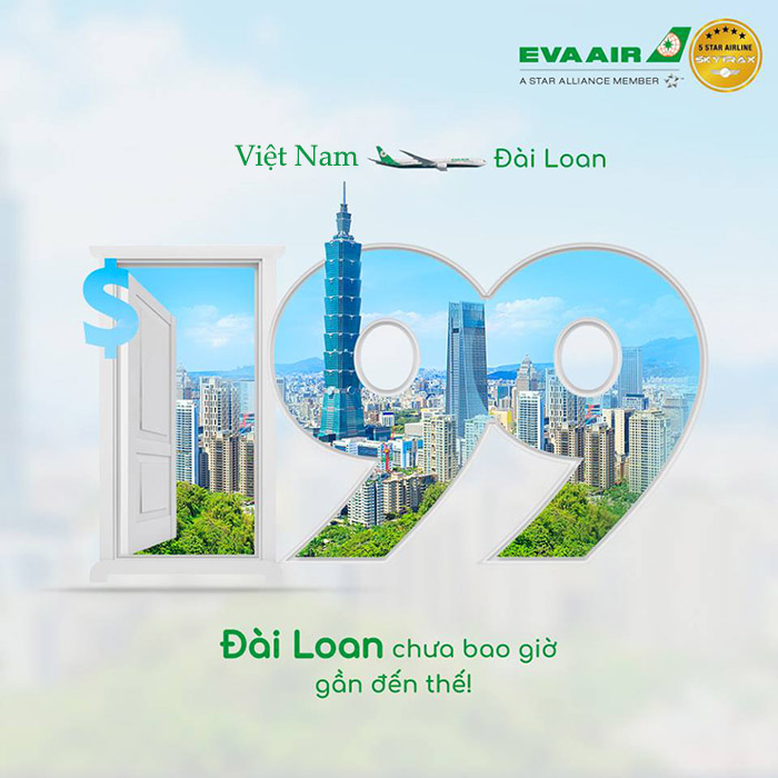 vé máy bay EVA Air đi Đài Loan khuyến mãi 
