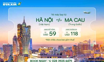 Vé máy bay từ Hà Nội đi Macau EVA Air
