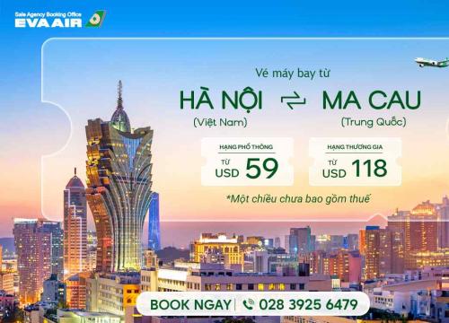 Vé máy bay từ Hà Nội đi Macau EVA Air