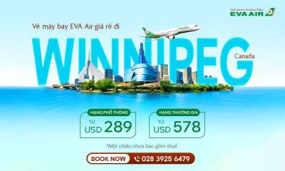 Vé máy bay đi Winnipeg EVA Air giá rẻ